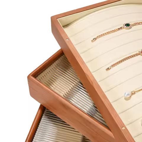 MISHITU Wooden Jewelry Storage Box Ring Necklace Jewelry Display Box Store Earrings Bracelets Jewel 