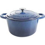 Cast Iron Crock Pot Artisan 7 Quart Round Enameled Cast Iron Dutch Oven Kitchen Cooking Pot, Sapphire Blue
