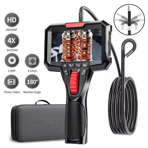 Articulating Borescope with 4.3'' Monitor 1080P 3.9MM HD Steerable Endoscope Camera with Articulated