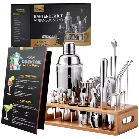 TEAVAS 25 Pieces Mixology Bartender Kit with Cocktail Shaker & Japanese Jigger - Cocktail & Alcohol 