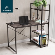 Pro +++ [เงินคืน10%+ลด50.-] HomeHuk โต๊ะทำงานไม้ พร้อมชั้นวางของ 4 ชั้น 100x50x70-120 cm โครงเหล็ก ชั้นวาง โต๊ะทำงาน โต๊ะคอม ราคาดี โต๊ะ สนาม โต๊ะสนามแคมป์ โต๊ะสนามในสวน โต๊ะสนาม พับได้