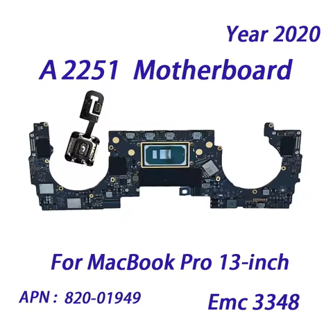 Replacement For MacBook Pro A2251 Logic Board With ID 2020 13" 16G 500G 1TB i5 Motherboard 820-01949