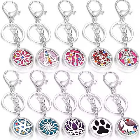 Fashion Inlaid Zircon Palm Key Pendant Jewelry Aromatherapy Stainless Steel Essential Oil Diffuser P