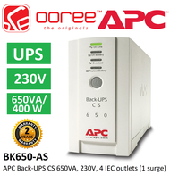 APC UPS BK650-AS 650VA, 400W, 230V BACK-UPS AVR WITH BATTERY BACKUP * UNINTERRUPTIBLE  POWER SUPPLY