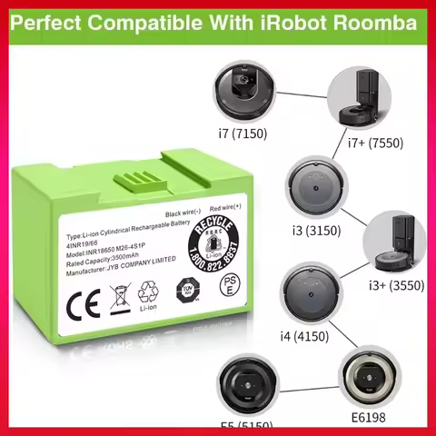 I7 14.4V 5000mAh i7 Battery Replacement for iRobot Roomba e and i Series i7+ e5 7150 7550 i3 3150 i3