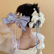 Bow Ribbon Grab Clip Women's Hair Clip Tassel Shark Claw Hair Large Purple Bow Headband Clip M1d2