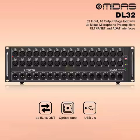 Midas DL32 Digital Snake 32-input Stage Box For Live Show Professional Audio Mixer Sound System