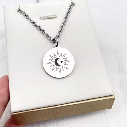 TV Series คาธ The Eclipse Ayan Khaotung Cosplay Moon Star Circular Titanium Steel Necklace Lovers Pr