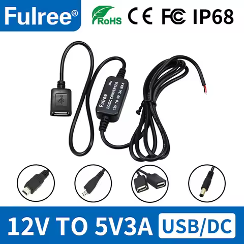 12 Volt Step Down to 5 Volt Taxi Car Boat Motorcycles Android Phone Mini Micro USB Port Charger 5.5*