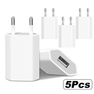 1-5pcs 5V 1A Eu AC Home Travel USB Wall Charger For IPhone 6 7 8 plus x xr 11 12 13 14