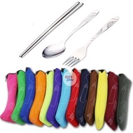 Pouch Set Spoon Chopsticks Fork Stainless Steel Travel Pouch Set Souvenir MYX Boutique