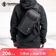 tomtoc单肩包男士斜挎包大容量背包休闲胸包男式学生包包 曜石黑 M码