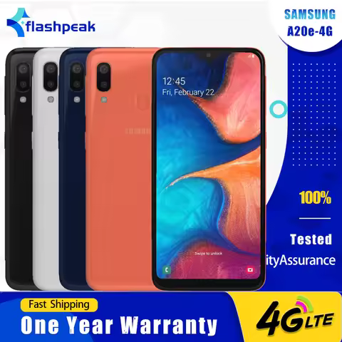 Original Unlocked Samsung Galaxy A20e A202F 4G Mobile Phone Dual SIM 5.8'' 3GB+32GB 13MP+8MP Exynos 