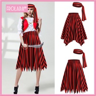 Plbuew Skirt Belt Set Women High-waisted Skirt with Belt 2pcs Women Pirate Cosplay Skirt Set with Be