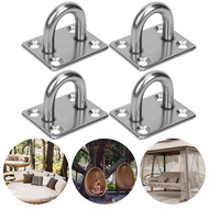 M8 4 Holes Stainless Steel Fixed Eye Plate Hook Loop UShaped Ceiling Wall Mount Hanger