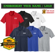 【DIY LOGO / NAME SULAM EMBROIDERY】Men Polo Collar Shirt Baju Sulam Cotton Fashion Embroidery Jahit