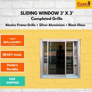 3'X3' Tingkap Sliding Grille Silver Aluzinc Cermin Hitam🔥READY STOCK✅FREE SHIPPING‼️
