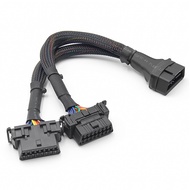 Ptr 2 in 1 30CM OBD 2 Extension Cable OBD2 16Pin Male to 2 Female Splitter Car Connection Co