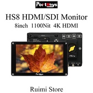 Portkeys HS8 8-inch 4K Camera Monitor | 1100nit Brightness w/ 3D LUT Support | Dual 3G-SDI & HDMI I/