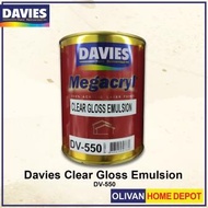 ◈DAVIES Megacryl 100% Acrylic Latex Paint Clear Gloss Emulsion DV-550 Liter❅