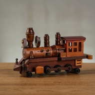 Wooden Train Model Tabletop Steam Locomotive Model Wooden Train Ornament Handmade Locomotive Ornamen