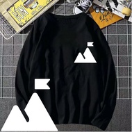 <T SHIRT LENGAN PANJANG PEREMPUAN LELAKI>  FLAG MOUNTAIN HIKING LOGO COTTON LONG SLEEVE T SHIRT WOME