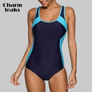 Charmleaks ชุดว่ายน้ำชุดว่ายน้ำกีฬาชุดว่ายน้ำวันพีซสตรี,บิกินี่บิกินี่ชุดอาบน้ำแบบเด็กผู้ชายเปิดหลังสีเข้มเปิดสี