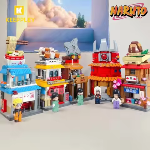 Keeppley Naruto Street View Building Blocks Uzumaki Naruto Hatake Kakashi Model House Toys Children'