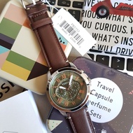 Fossil FS5153 Grant Chronograph Watch with Green Dial Silver Stainless Steel Case in Brown Leather S