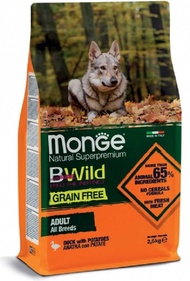 Monge B-Wild All Breed Adult Grain Free Duck and Potatoes อาหารสุนัขโตสูตรเป็ด 2.5 กก.เกรนฟรี