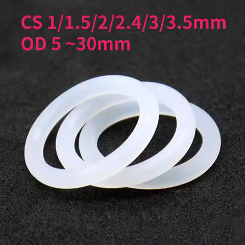 CS 1/1.5/2/2.4/3/3.5mm OD 5 ~30mm White Food Grade Silicone O Ring Gasket Waterproof Washer