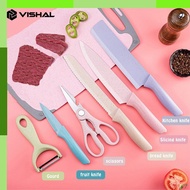 VISHAL Knife Set Kitchen Knife Stainless 6 Pcs Premium Pisau Warna Set