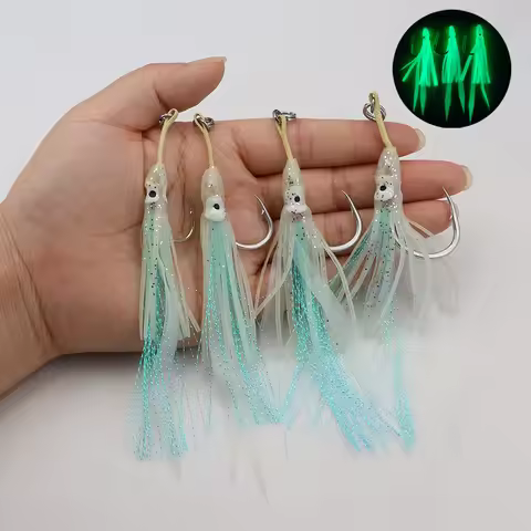 2PCS/Pack 2/0 3/0 5/0 7/0 Slow Jigging Assist Hook Carbon Steel Sea Fishing Single Hook with Kevlar 