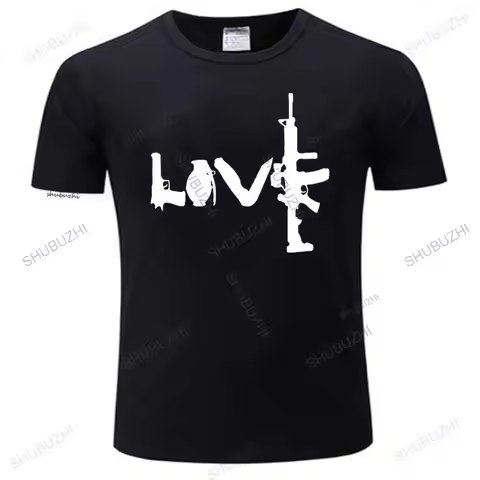 Banksy Street Art Love Guns AK-47 AK47 AK 47 men's t shirt black top quality Cool Casual pride teesh