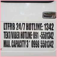 ∏ ❖  LTFRB 24/7 HOTLINE STICKER / MACHINE CUT VINYL STICKER