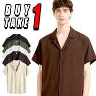 Buy 1 free 1(total 2) cotton silk polo shirt for men short sleeve shirts polo unisex lapel neck top
