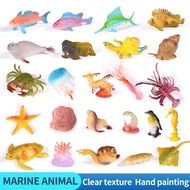 Mini Ocean Marine Set Model Sea Life Animal Dolphin Crab Shark Turtle Action Figures Aquarium Miniature Cognition Education Toy