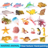 Mini Ocean Marine Set Model Sea Life Animal Dolphin Crab Shark Turtle Action Figures Aquarium Miniat