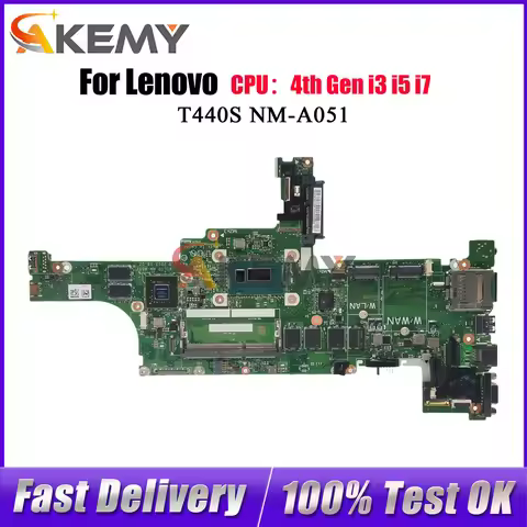 For Lenovo ThinkPad T440S NM-A051 Laptop Motherboard with i5 i7 4th Gen N14M-GS-S-A1 GPU 100% Tested
