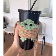 Baby Yoda cup sleeve handmade crochet cup sleeve