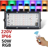 OU BANG Đèn Pha LED RGB AC220V 15 Màu Sắc Điều Khiển Từ Xa Hoàn Hảo 100W Chống Nước Ngoài Trời Đèn P