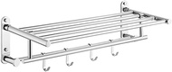 Foldable Stainless Steel Towel Bar Toilet Bathroom Shelves Hotel Kitchen Bathroom Double with Hook L