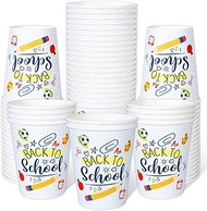 Whaline 50Pcs Back to School Party Paper Cups Funny Cartoon Disposable Cups Bulk First Day of School