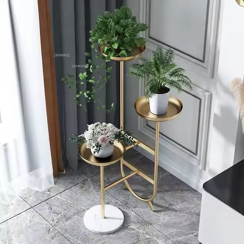European-style Living Room Plant Shelves Modern Small Apartment Three-layer Flower Stand Simple Bedr