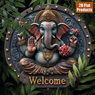 1pc Lord Ganesha Wall Art Plaque - 20.32x20.32 cm Round Artificial  Welcome Sign with Vibrant  Print