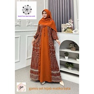 Abaya dress set hijab malika/ abaya dress hijab set batik dress hijab set latest dress - by nuriya s
