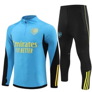 เสื้อสเวตเตอร์เสื้อซ้อมกีฬาแขนยาวสำหรับผู้ใหญ่และเด็กชุดเสื้อผ้าแฟชั่นแขนยาวกางเกงเสื้อแข่งฟุตบอลสีฟ
