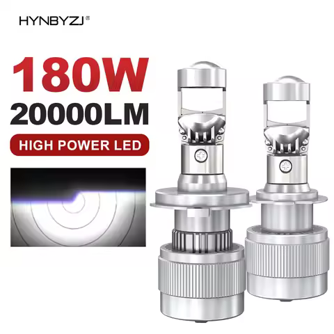 HYNBYZJ 180W H4 H7 Bi Mini LED Projector Lens Canbus 20000LM 9005 9006 9012 H8 H9 H11 Auto Headlight