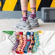 Women's Fashion Cotton Crazy Crew Socks Fun Cute Funky Colorful Famous Painting Patterned Novelty Mi