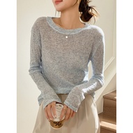 3.1H826法式软糯毛衣镂空针织衫高级宽松上衣圆领罩衫时尚单品防晒潮6+33.1H826 French soft waxy sweater hollow20260301